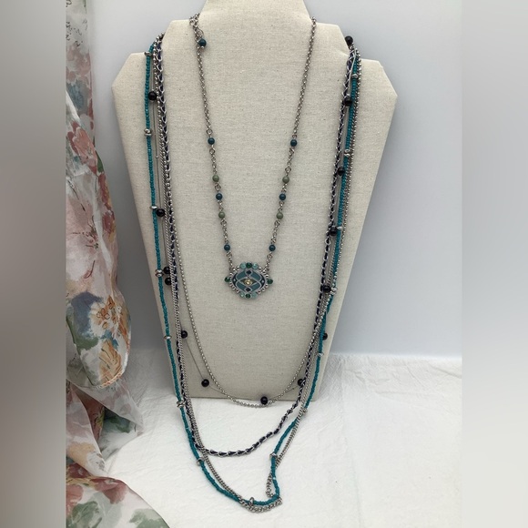 - Lia Sophia Teals and Blues Pendant and Convertible Necklaces - Picture 1 of 5